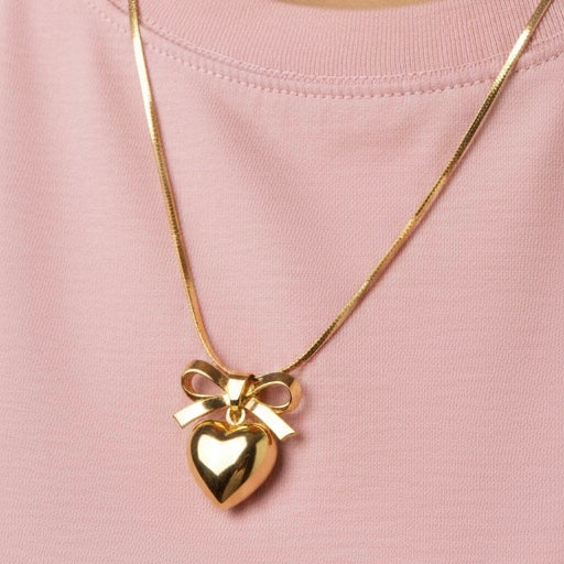 Bow Heart Necklace